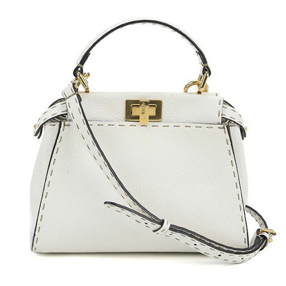 Used Fendi Handbag Ladies Brand FENDI Peekaboo 2WAY Leather 8BN244 SFR White Bag USDFE100220011