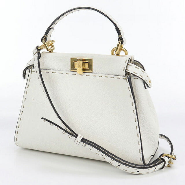 Used Fendi Handbag Ladies Brand FENDI Peekaboo 2WAY Leather 8BN244 SFR White Bag USDFE100220011