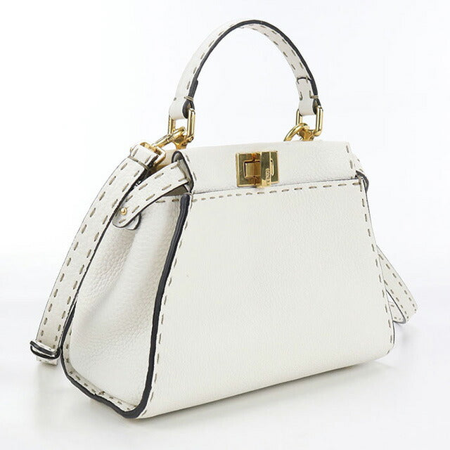 Used Fendi Handbag Ladies Brand FENDI Peekaboo 2WAY Leather 8BN244 SFR White Bag USDFE100220011