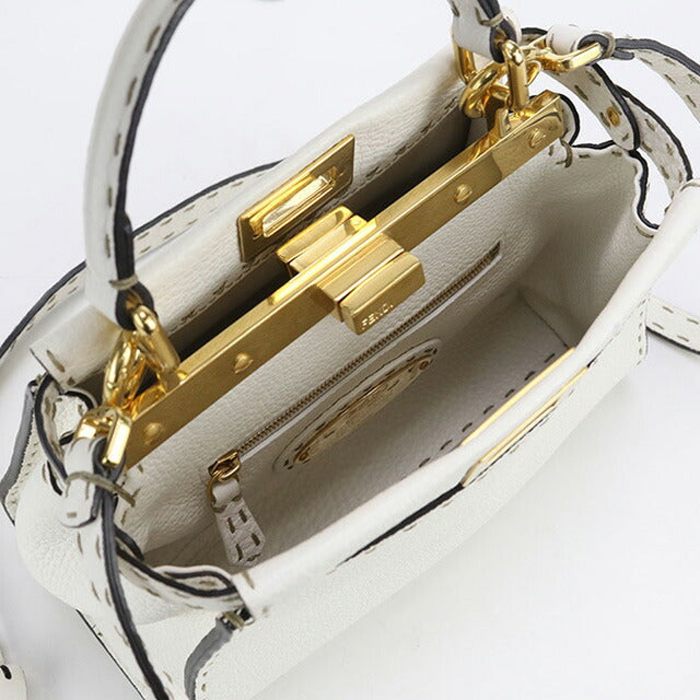 Used Fendi Handbag Ladies Brand FENDI Peekaboo 2WAY Leather 8BN244 SFR White Bag USDFE100220011