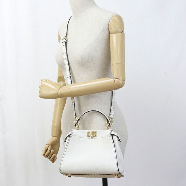 Used Fendi Handbag Ladies Brand FENDI Peekaboo 2WAY Leather 8BN244 SFR White Bag USDFE100220011