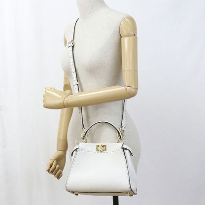 Used Fendi Handbag Ladies Brand FENDI Peekaboo 2WAY Leather 8BN244 SFR White Bag USDFE100220011