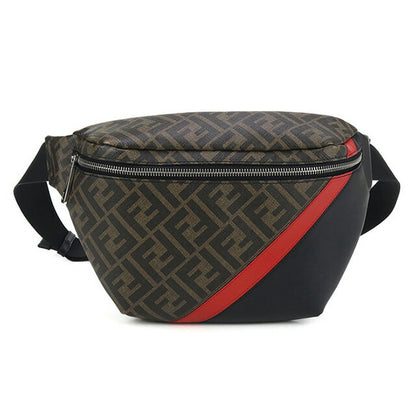 中古 フェンディ ボディバッグ メンズ ブランド FENDI ダイアゴナル ベルトバッグ レザー 7VA434 A9XS ブラウン バッグ USDFE100261011
