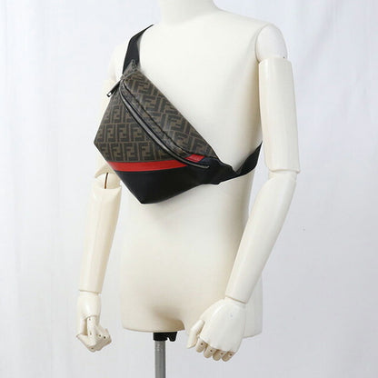 中古 フェンディ ボディバッグ メンズ ブランド FENDI ダイアゴナル ベルトバッグ レザー 7VA434 A9XS ブラウン バッグ USDFE100261011