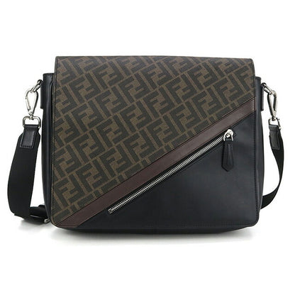 中古 フェンディ 斜め掛け ショルダーバッグ メンズ ブランド FENDI ダイアゴナル レザー 7VA521 A9XS ブラウン バッグ USDFE100515011