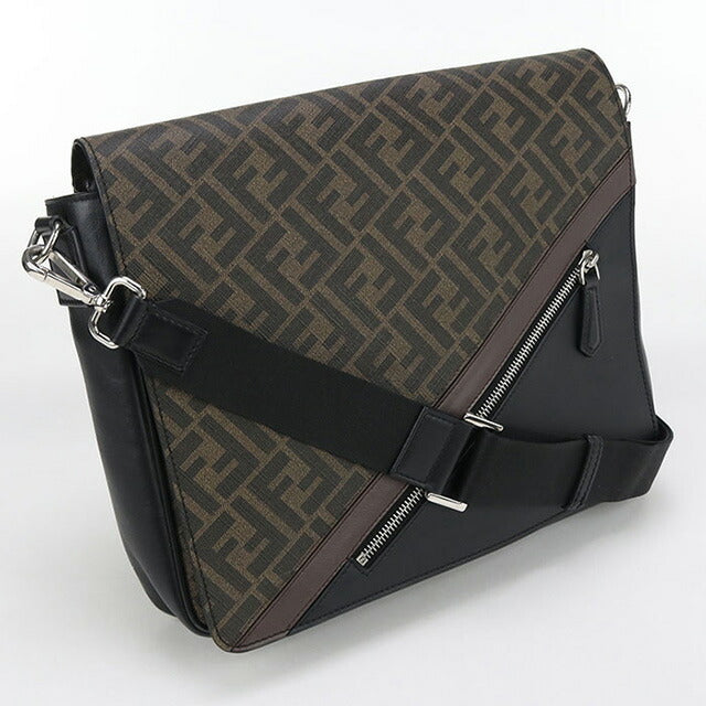 中古 フェンディ 斜め掛け ショルダーバッグ メンズ ブランド FENDI ダイアゴナル レザー 7VA521 A9XS ブラウン バッグ USDFE100515011