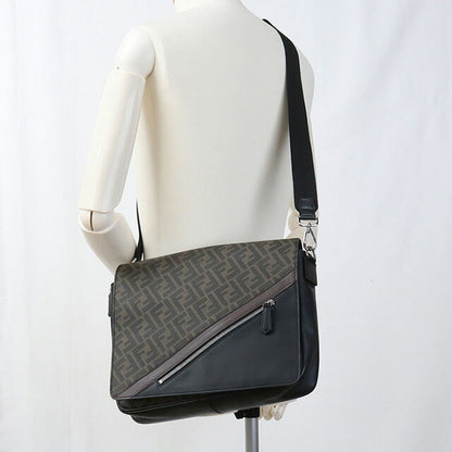 中古 フェンディ 斜め掛け ショルダーバッグ メンズ ブランド FENDI ダイアゴナル レザー 7VA521 A9XS ブラウン バッグ USDFE100515011