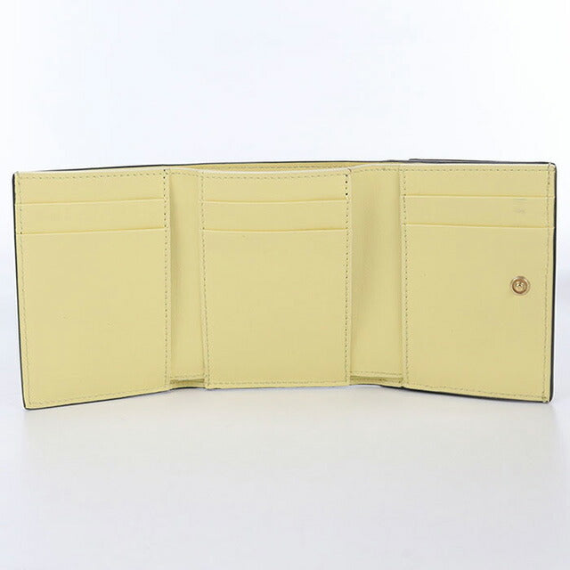 Used Fendi tri-fold wallet ladies brand FENDI FF diamond leather 8M0480 ALV4 yellow wallet USDFE100616011