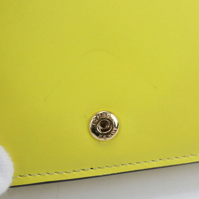 Used Fendi tri-fold wallet ladies brand FENDI FF diamond leather 8M0480 ALV4 yellow wallet USDFE100616011