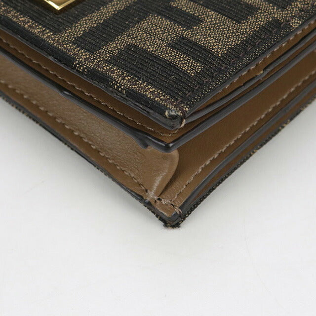 Used Fendi Bifold Wallet Ladies Brand FENDI FF Logo Baguette 8M0420 A98P Brown Wallet USDFE100687011