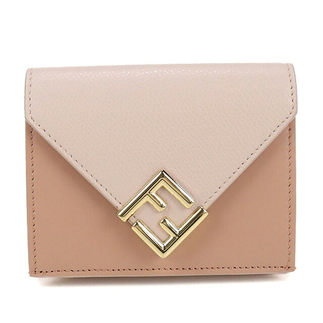 中古 フェンディ 三つ折り財布 レディース ブランド FENDI コンパクト財布 レザー 8M0480 ピンク 財布 USDFE100905011