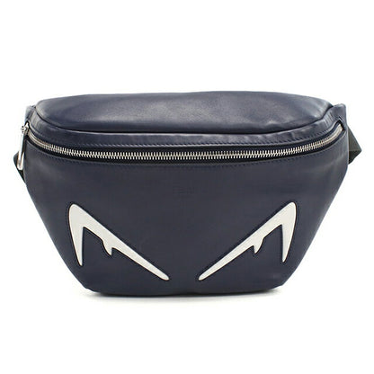 中古 FENDI ボデババッグ メンズ ブランド FENDI モンスター ベルトバッグ reザー 7VA434 ネイビー USDFE101853011
