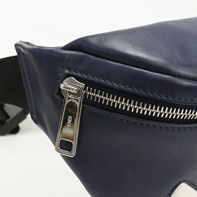 中古 FENDI ボデババッグ メンズ ブランド FENDI モンスター ベルトバッグ reザー 7VA434 ネイビー USDFE101853011