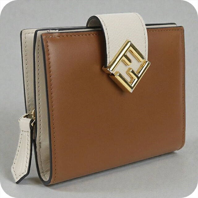 中古 フェンディ 二つ折り財布 レディース ブランド FENDI FFダイヤモンド 8M0386 ブラウン 財布 USDFE103679011