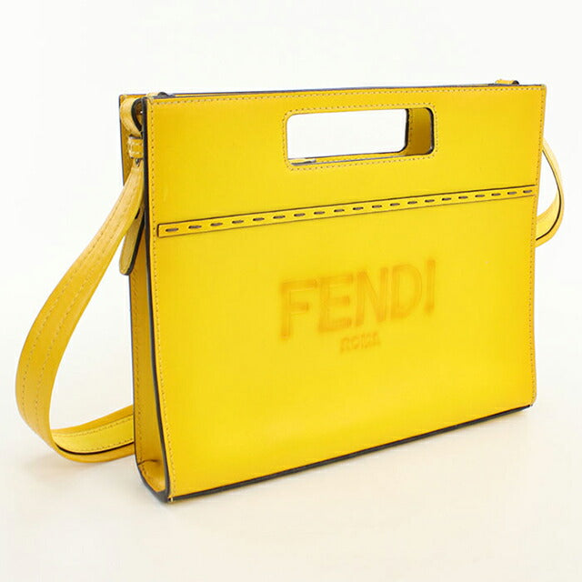 中古 フェンディ ハンドバッグ レディース ブランド FENDI ショッパースモール 2WAY レザー 7VA547 イエロー USDFE104372011