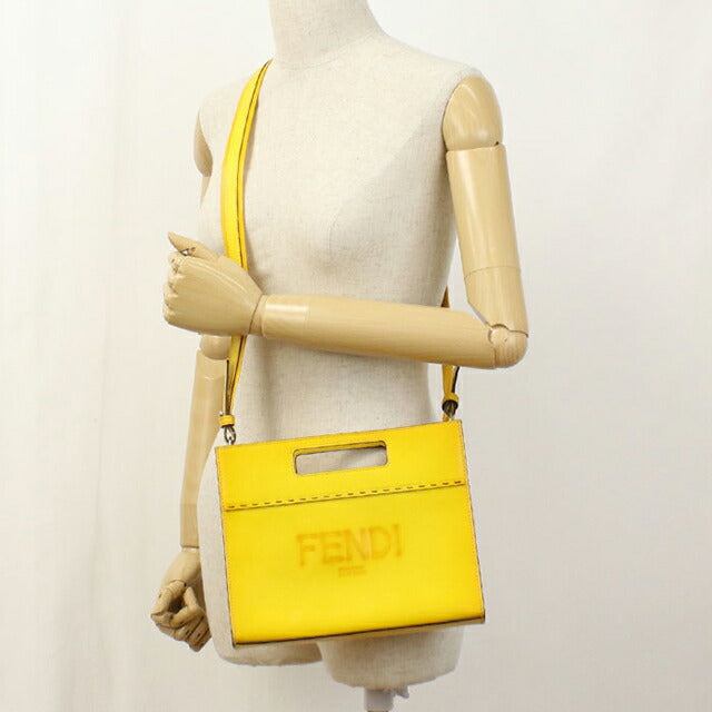 中古 フェンディ ハンドバッグ レディース ブランド FENDI ショッパースモール 2WAY レザー 7VA547 イエロー USDFE104372011