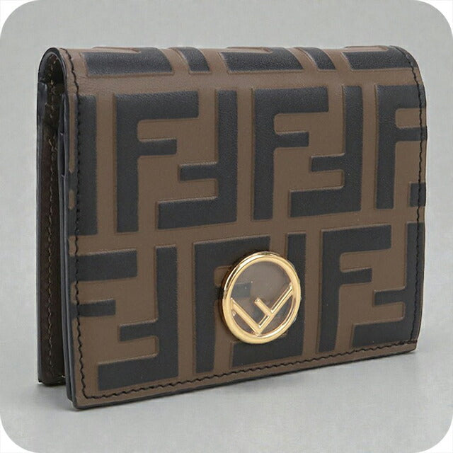 中古 フェンディ 二つ折り財布 レディース ブランド FENDI エフ イズ フェンディ スモール ウォレット 8M0420 ブラウン 財布 USDFE104766011