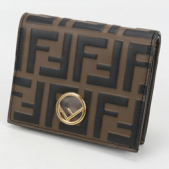 中古 フェンディ 二つ折り財布 レディース ブランド FENDI エフ イズ フェンディ スモール ウォレット 8M0420 ブラウン 財布 USDFE104766011