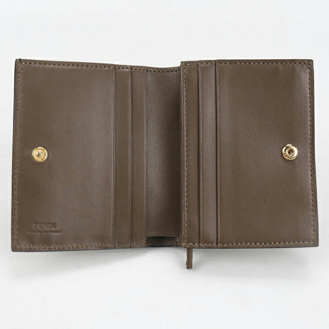 中古 フェンディ 二つ折り財布 レディース ブランド FENDI エフ イズ フェンディ スモール ウォレット 8M0420 ブラウン 財布 USDFE104766011