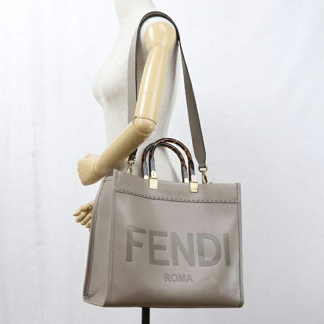 中古 フェンディ トートバッグ レディース ブランド FENDI サンシャイン ミディアム 2WAY 8BH386 グレー USDFE105170011