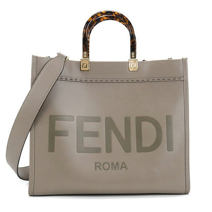 中古 フェンディ トートバッグ レディース ブランド FENDI サンシャイン ミディアム 2WAY 8BH386 グレー USDFE105170011
