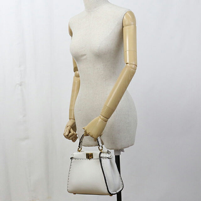 Used Fendi Handbag Ladies Brand FENDI Peekaboo 2WAY 8BN244 White Bag USDFE105188011