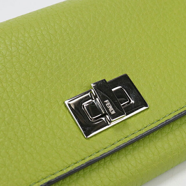 中古 フェンディ 長財布ニ折小銭入付き レディース ブランド FENDI ピーカブー コンチネンタルウォレット 8M0427 グリーン USDFE105618011