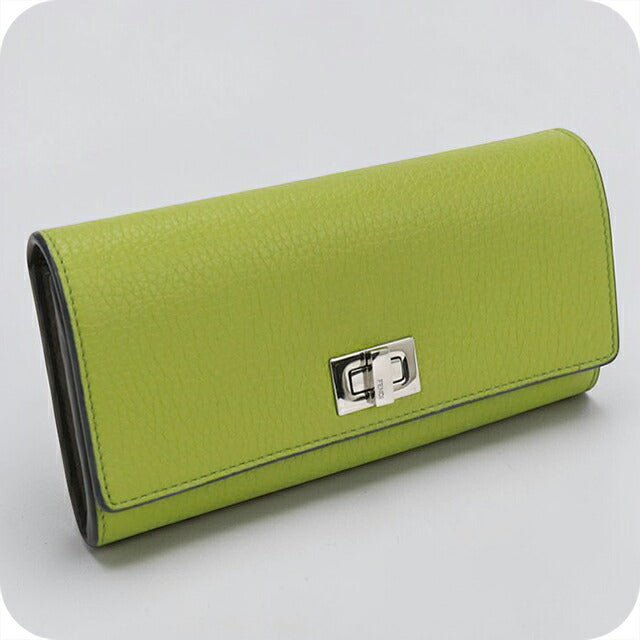 中古 フェンディ 長財布ニ折小銭入付き レディース ブランド FENDI ピーカブー コンチネンタルウォレット 8M0427 グリーン USDFE105618011