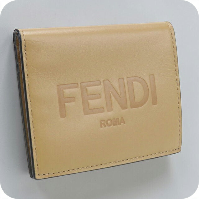 中古 フェンディ 二つ折り財布 二折財布 レディース ブランド FENDI 8M0468 ベージュ 財布 USDFE107849011