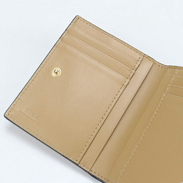 中古 フェンディ 二つ折り財布 二折財布 レディース ブランド FENDI 8M0468 ベージュ 財布 USDFE107849011