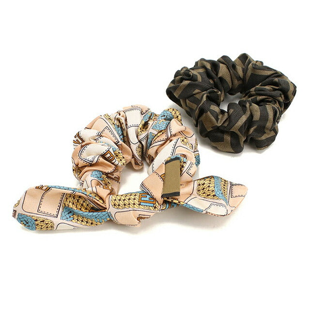 中古 フェンディ シュシュ レディース ブランド FENDI ズッカ 2個セット ピンク ヘアアクセサリー USDFE108301011