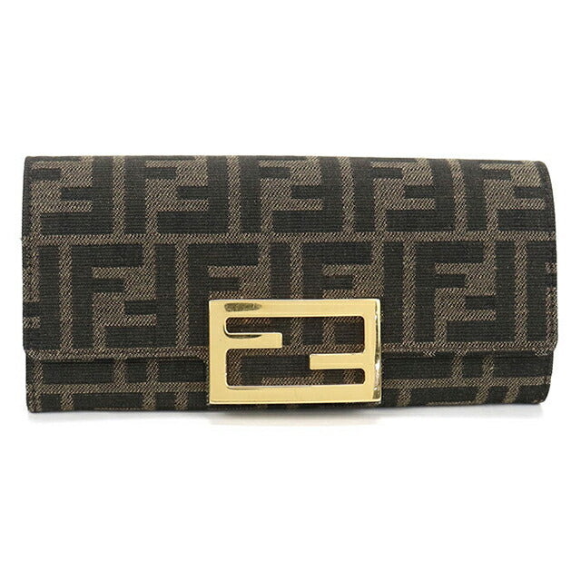 中古 フェンディ 長財布二折 レディース ブランド FENDI バゲット コンチネンタル財布 8M0251 A98P ブラウン USDFE108452011