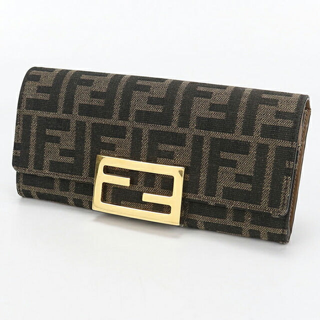 中古 フェンディ 長財布二折 レディース ブランド FENDI バゲット コンチネンタル財布 8M0251 A98P ブラウン USDFE108452011