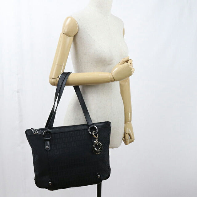 中古 フェンディ トートバッグ レディース ブランド FENDI ズッキーノ レザー 8BH196 ブラック USDFE109945011