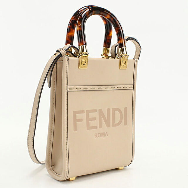 二手芬迪手提包女士品牌 FENDI Sunshine Shopper Mini 2WAY 8BS051 米色 USDFE110595011