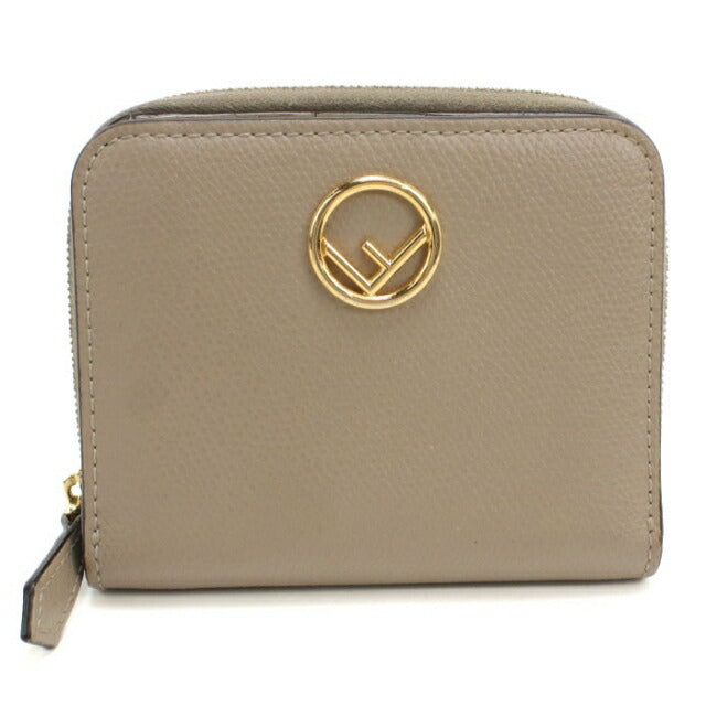 二手芬迪双折钱包 双折钱包女式品牌 FENDI F is Fendi 皮革 8M0407 米色 USDFE110618011