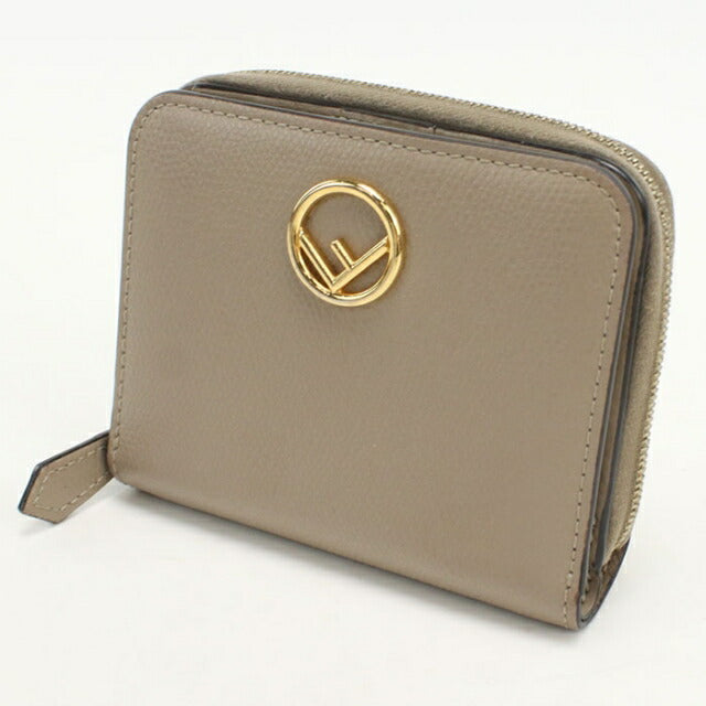 二手芬迪双折钱包 双折钱包女式品牌 FENDI F is Fendi 皮革 8M0407 米色 USDFE110618011