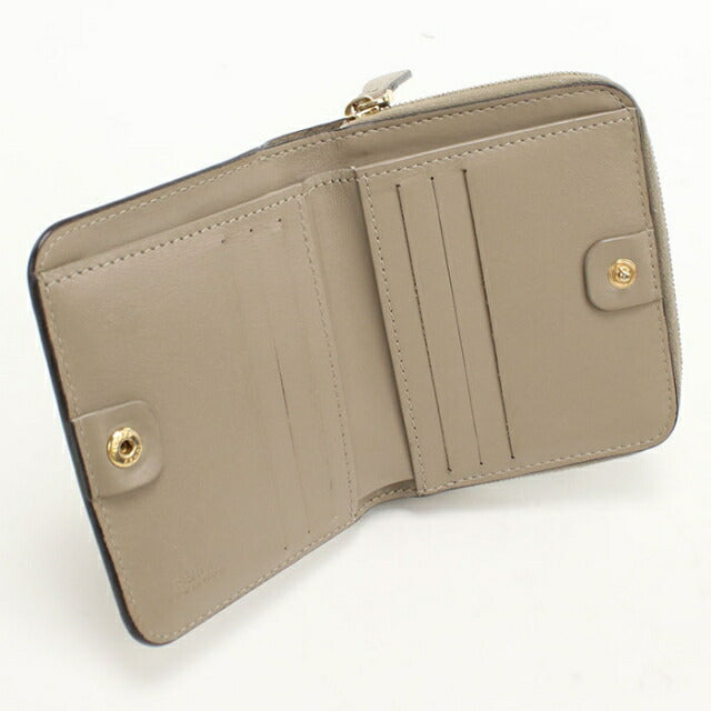 二手芬迪双折钱包 双折钱包女式品牌 FENDI F is Fendi 皮革 8M0407 米色 USDFE110618011