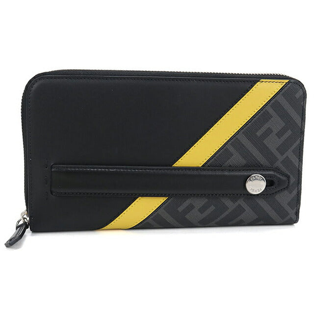 中古 フェンディ オーガナイザー メンズ ブランド FENDI ダイアゴナル トラベルウォレット 7M0275 ブラック USDFE111117011