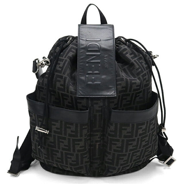 中古 フェンディ リュック メンズ ブランド FENDI FFジャガード フェンディ ストライクミディアム 7VZ070 グレー USDFE111145011