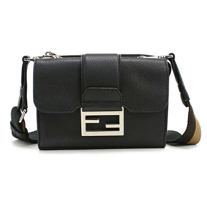 中古 フェンディ 斜め掛け ショルダーバッグ メンズ ブランド FENDI FFマグネットクラスプ ダブルバゲット 7VA649 ブラック USDFE112919011