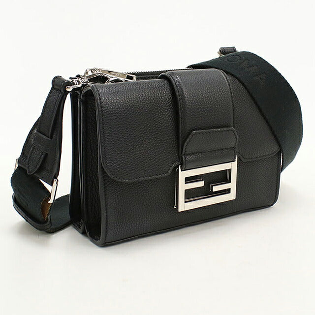 中古 フェンディ 斜め掛け ショルダーバッグ メンズ ブランド FENDI FFマグネットクラスプ ダブルバゲット 7VA649 ブラック USDFE112919011