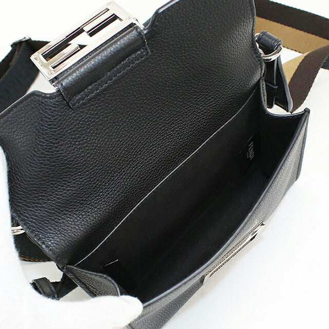 中古 フェンディ 斜め掛け ショルダーバッグ メンズ ブランド FENDI FFマグネットクラスプ ダブルバゲット 7VA649 ブラック USDFE112919011