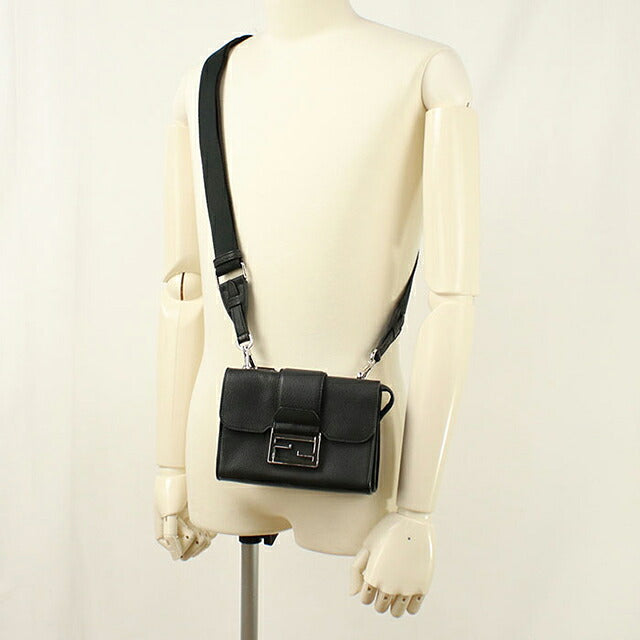 中古 フェンディ 斜め掛け ショルダーバッグ メンズ ブランド FENDI FFマグネットクラスプ ダブルバゲット 7VA649 ブラック USDFE112919011