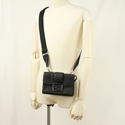 中古 フェンディ 斜め掛け ショルダーバッグ メンズ ブランド FENDI FFマグネットクラスプ ダブルバゲット 7VA649 ブラック USDFE112919011