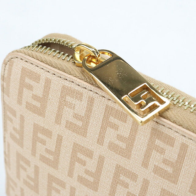 中古 フェンディ 長財布ラウンドファスナー レディース ブランド FENDI ズッキーノ  8M0024 ベージュ USDFE113891011