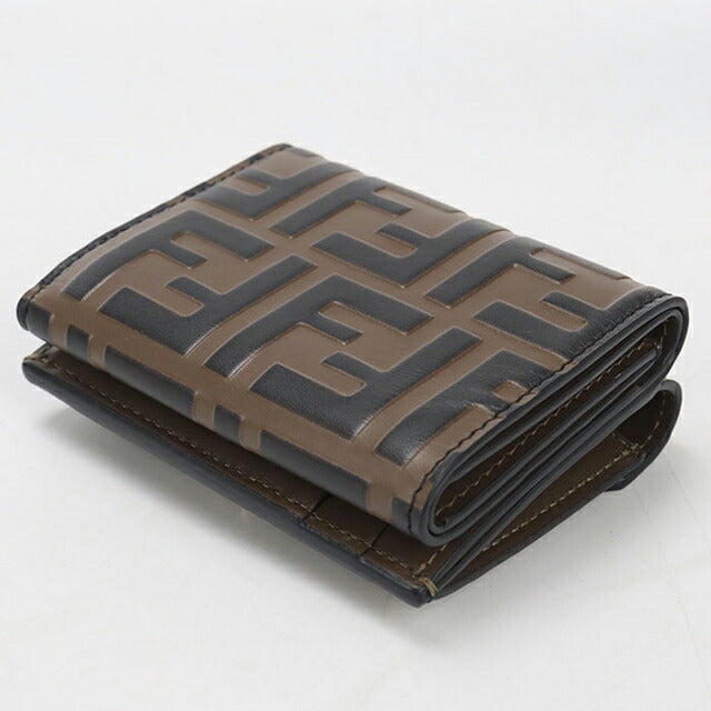 中古 フェンディ 三つ折り財布 三折財布 レディース ブランド FENDI FFダイヤモンド 8M0480 ブラウン USDFE113894011