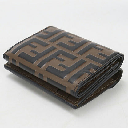 中古 フェンディ 三つ折り財布 三折財布 レディース ブランド FENDI FFダイヤモンド 8M0480 ブラウン USDFE113894011