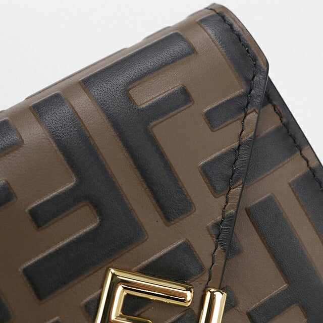 中古 フェンディ 三つ折り財布 三折財布 レディース ブランド FENDI FFダイヤモンド 8M0480 ブラウン USDFE113894011