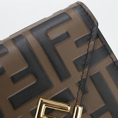 中古 フェンディ 三つ折り財布 三折財布 レディース ブランド FENDI FFダイヤモンド 8M0480 ブラウン USDFE113894011